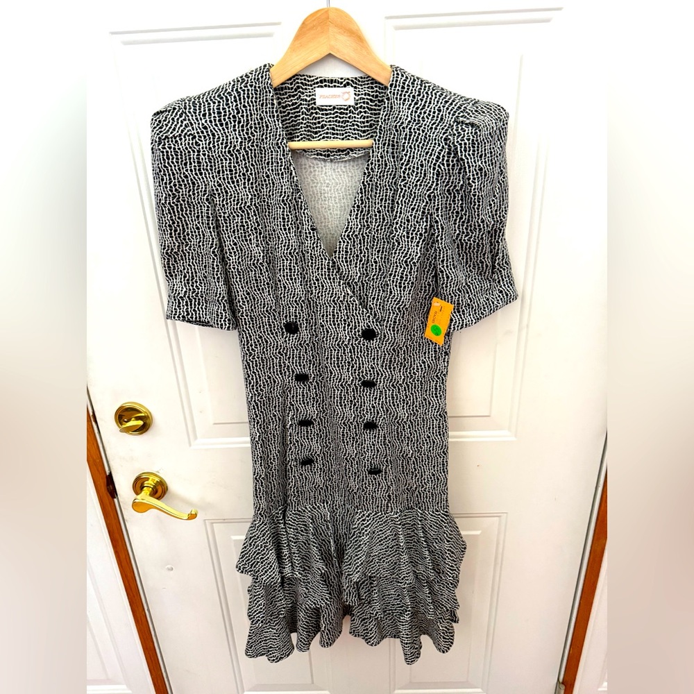 NWT Vintage 80/90s Dress - Snake Print Black/White Peaches Brand Women 9/10